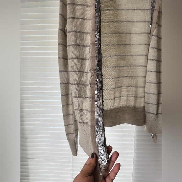 Ann Taylor LOFT Cardigan Gray Sequin Size Medium M - Picture 9 of 15